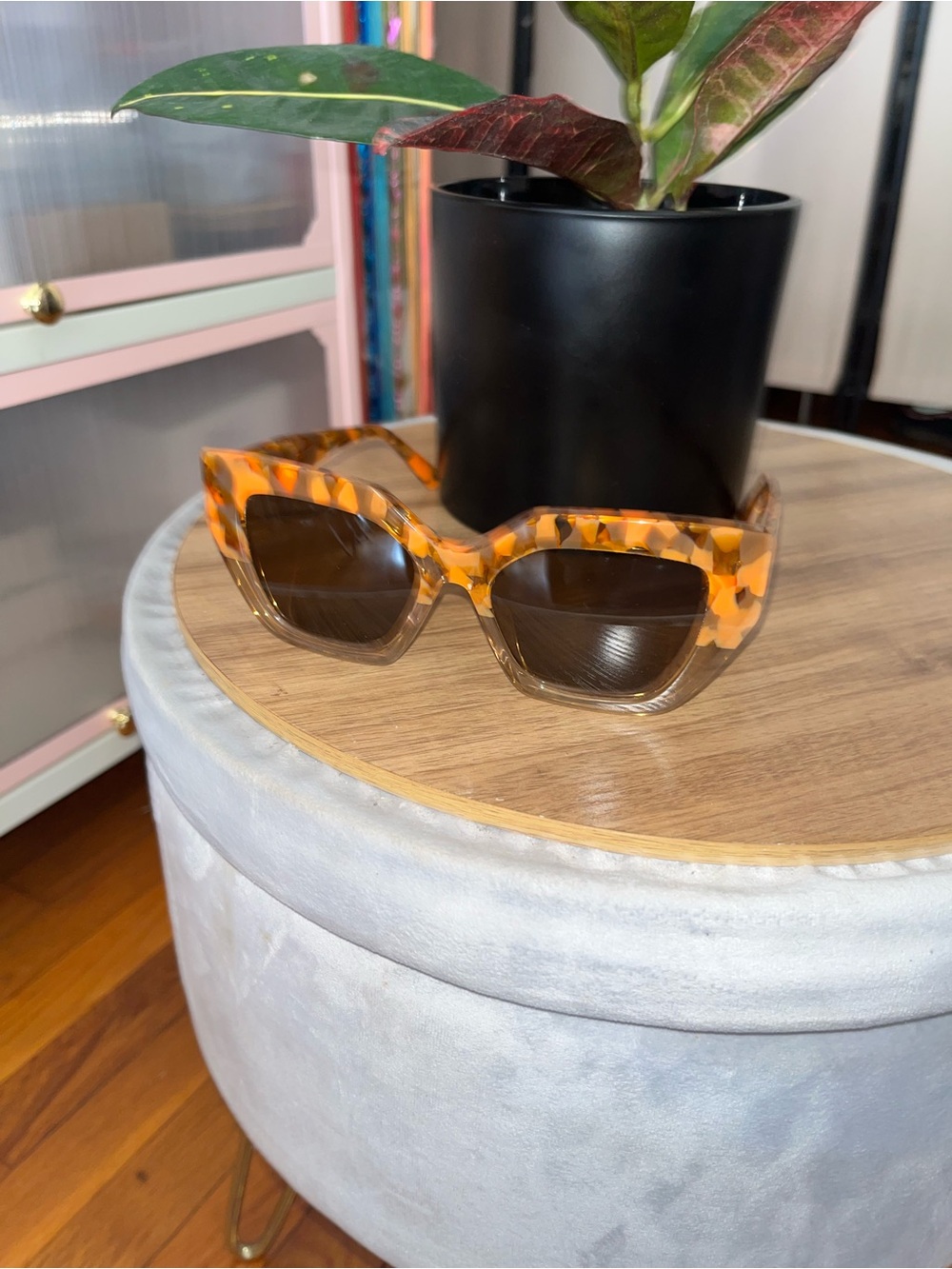 Hand Crafted Amber Tortoise Cat Eye Sunglasses